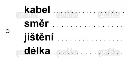 kabelový štítek " Kabel, směr, jištění, délka "